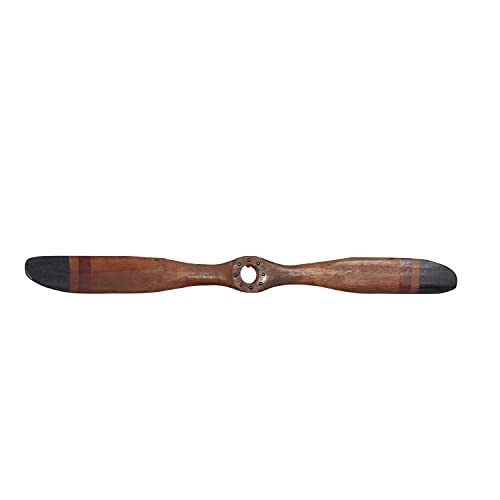 Deco 79 Wood Airplane Propeller Home Decor 2 Blade Wall Sculpture with Aviation Detailing, 5" x 48", Brown - Image 3