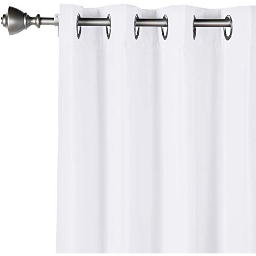 Room Darkening Blackout Window Curtain with Grommets, 52 x 84 Inches, White - Set of 2 - Image 3