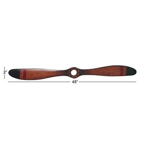 Deco 79 Wood Airplane Propeller Home Decor 2 Blade Wall Sculpture with Aviation Detailing, 5" x 48", Brown - Image 10