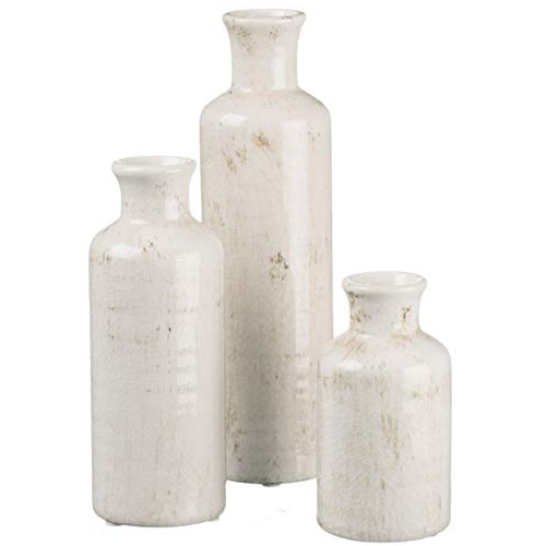 Sullivans White Ceramic Vase Set, Farmhouse Decor, Home Decorative Vase, Vases For Your Kitchen, Bedroom, Office, Living Room, Bathroom, & Shelf Centerpiece Table Decorations (CM2333) - Image 1