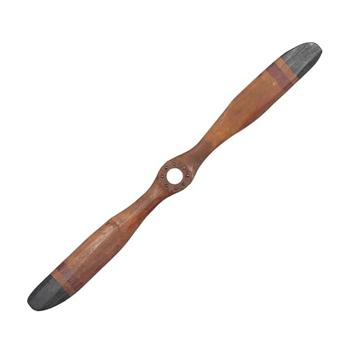 Deco 79 Wood Airplane Propeller Home Decor 2 Blade Wall Sculpture with Aviation Detailing, 5" x 48", Brown - Image 1