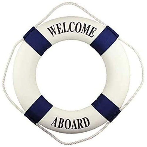 Welcome Aboard - Nautical Decorative Life Ring Buoy - Home Wall Decor - Nautical Decor - Decorative Life Ring Preserver -Pool Life Ring (Blue) - Image 1