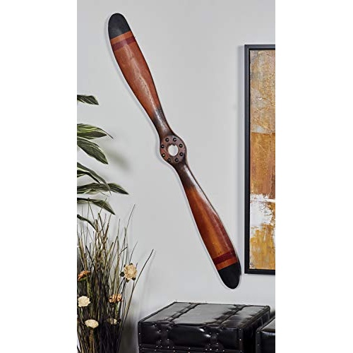 Deco 79 Wood Airplane Propeller Home Decor 2 Blade Wall Sculpture with Aviation Detailing, 5" x 48", Brown - Image 14