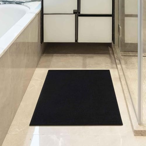 Machine Washable Modern Solid Design Non-Slip Rubberback 2x3 Traditional Area Rug for Entryway, Bedroom, Kitchen, Bathroom, 2'3" x 3', Black - Image 3