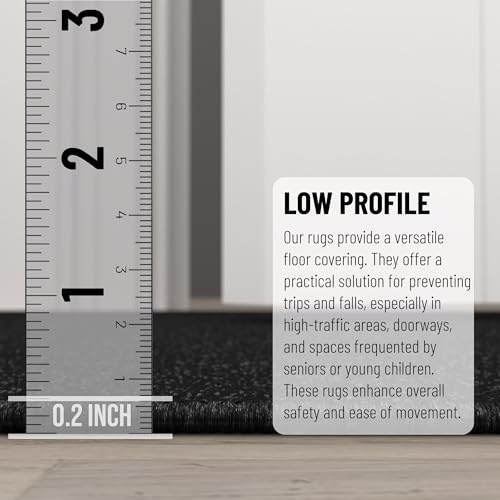Machine Washable Modern Solid Design Non-Slip Rubberback 2x3 Traditional Area Rug for Entryway, Bedroom, Kitchen, Bathroom, 2'3" x 3', Black - Image 10