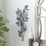 Deco 79 Metal Leaf Home Decor, Wall Art 15" x 1" x 32", Blue - Image 7