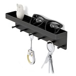 MKO Decorative Wall Mounted Mail Organizer and Key Holder with Tray - 6 Stainless Steel Key Hooks for Hallway Kitchen Farmhouse Decor (Black) - Image 3