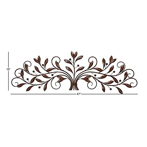 Deco 79 Metal Leaf Home Decor Sculpture, Wall Art 47" x 1" x 14", Brown - Image 4