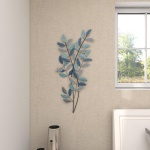 Deco 79 Metal Leaf Home Decor, Wall Art 15" x 1" x 32", Blue - Image 3
