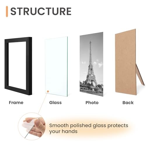 upsimples 10 Pack Picture Frames Collage Wall Decor with Glass, Gallery Wall Frame Set for Wall Mounting or Tabletop Display, Multi Sizes Including 8x10, 5x7, 4x6 Family Photo Frames, Black - Image 3