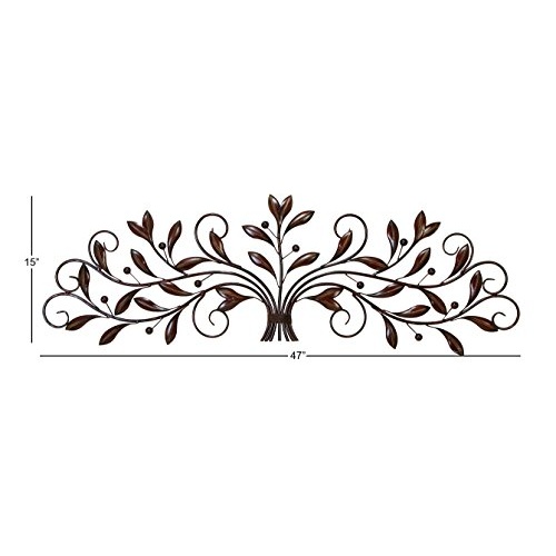 Deco 79 Metal Leaf Home Decor Sculpture, Wall Art 47" x 1" x 14", Brown - Image 3