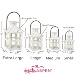 Kate Aspen Rustic Farmhouse White Candle Holder, Wedding, Centerpiece Table, Home, Shelf, 5 inch Decorative Lantern - Image 2