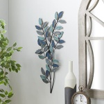 Deco 79 Metal Leaf Home Decor, Wall Art 15" x 1" x 32", Blue - Image 10