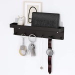 MKO Decorative Wall Mounted Mail Organizer and Key Holder with Tray - 6 Stainless Steel Key Hooks for Hallway Kitchen Farmhouse Decor (Black) - Image 9