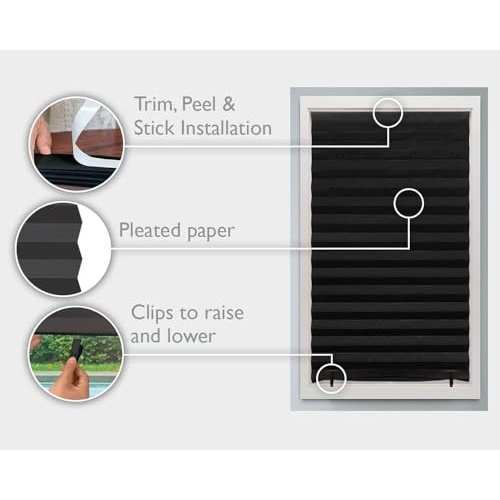 Redi Shade No Tools Original Blackout Pleated Paper Shade Black, 36 in x 72 in, 6 Pack - Image 10