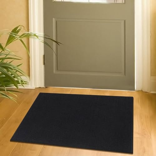 Machine Washable Modern Solid Design Non-Slip Rubberback 2x3 Traditional Area Rug for Entryway, Bedroom, Kitchen, Bathroom, 2'3" x 3', Black - Image 1