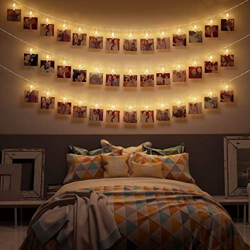 CozyHome - 5.5YD photo string with clips battery with timer remote | 30x light clips led | hanging fairy picture indoor | photo lights with clips | clip lights for girl pictures | teen girl room decor - Image 2