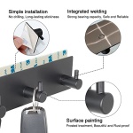 VIRFIN Key Holder for Wall with 2 Self-Adhesive Tapes, No Damage Key Holder Rack for Wall with 3 Key Hooks for Entryway, Door, Bathroom, Kitchen(Black) - Image 7