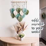 SnugLife Macrame Wall Hanging Leaves - Large Chic Feather Boho Decor, Handmade Yarn Woven Art Leaf Tapestry for Nursery, Bedroom, Living Room, 17 X 22 Inch (Green, Sage Green & Beige) - Image 4