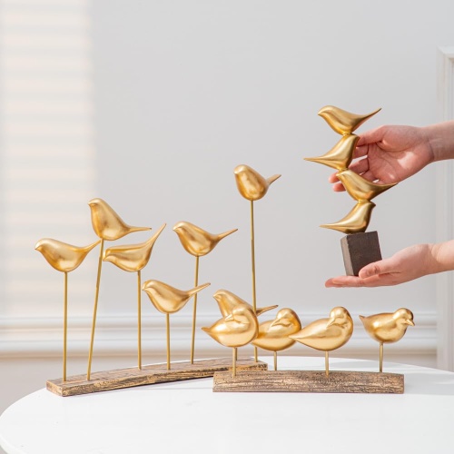Anding Gold Bird Sculptures Decorative Accessories, Small Animal Statues, Modern Home Decoration, Shelf Decorations Bookshelf, Coffee Table, Shelf Knickknacks (A51521 Gold Bird) - Image 4