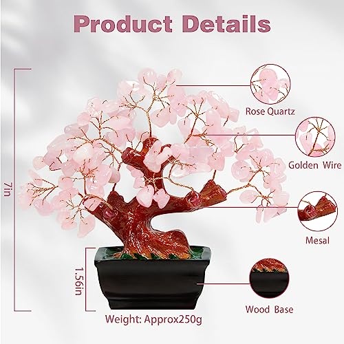 Parma77 Feng Shui Natural Rose Pink Quartz Crystal Money Tree Bonsai Style Decoration for Wealth and Luck - Image 5