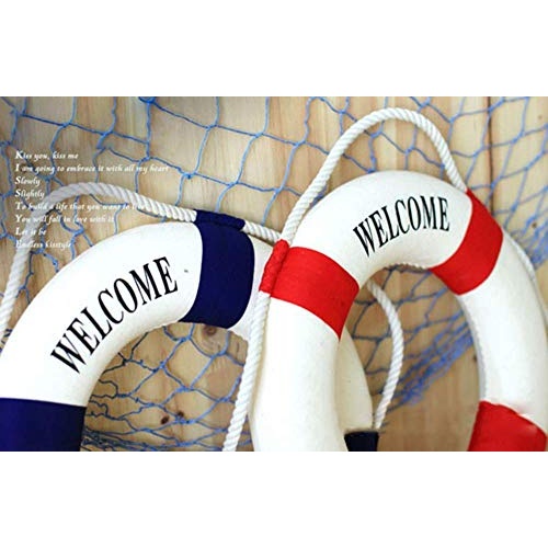 Welcome Aboard - Nautical Decorative Life Ring Buoy - Home Wall Decor - Nautical Decor - Decorative Life Ring Preserver -Pool Life Ring (Blue) - Image 3