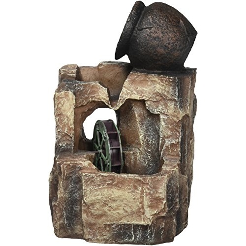 OK LIGHTING 11 in. Stone/Gray LED Table Fountain - Image 1