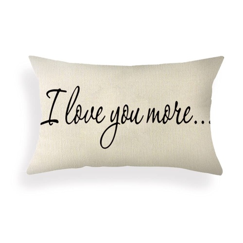 Ogiselestyle Farmhouse Pillow Covers with I Love You More Quotes 12" x 20" Lumbar Pillow Covers Home Decorative Linen Cushion Case for Sofa Couch Housewarming Gifts Family Room Décor - Image 1