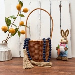 OMISHE 59in Wood Bead Garland with Tassels, Wooden Beads Garland, Decorative Beads Garland Decor, Farmhouse Beads Garland for Wall Hanging Home Festival Decor, Navy Blue - Image 7