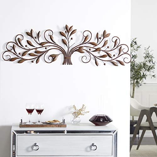 Deco 79 Metal Leaf Home Decor Sculpture, Wall Art 47" x 1" x 14", Brown - Image 1