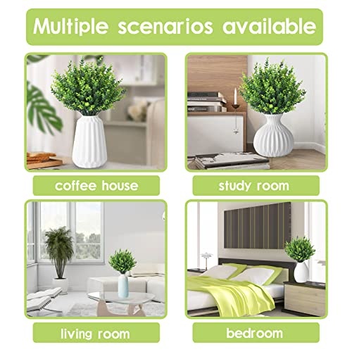 HTEEP 12Pcs artificial Boxwood shrubs, UV resistant and colorfast, outdoor artificial flowers, artificial farm greens, poplar stem false plants, gardens, offices - Image 4