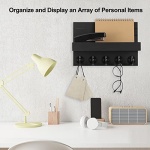 Lwenki Key Holder for Wall, Decorative Key and Mail Holder with Shelf Has Large Hooks for Bags, Coats, Umbrella – Paulownia Wood Key Hanger with Mounting Hardware (9.8”W x 6.7”H x 4.2”D) - Image 4