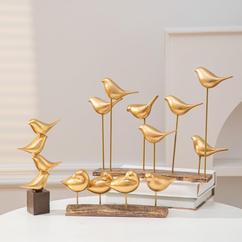 Anding Gold Bird Sculptures Decorative Accessories, Small Animal Statues, Modern Home Decoration, Shelf Decorations Bookshelf, Coffee Table, Shelf Knickknacks (A51521 Gold Bird) - Image 3