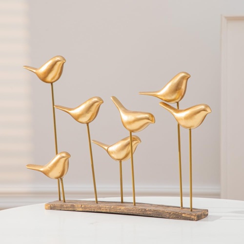 Anding Gold Bird Sculptures Decorative Accessories, Small Animal Statues, Modern Home Decoration, Shelf Decorations Bookshelf, Coffee Table, Shelf Knickknacks (A51521 Gold Bird) - Image 2