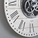 FirsTime & Co. White Shiplap Gears Wall Clock, Large Vintage Decor for Living Room, Home Office, Round, Wood and Plastic, Farmhouse, 27 inches - Image 6