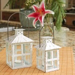 Kate Aspen Rustic Farmhouse White Candle Holder, Wedding, Centerpiece Table, Home, Shelf, 5 inch Decorative Lantern - Image 7