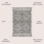 JONATHAN Y MOH200C-8 Amir Moroccan Beni Souk Indoor Area-Rug Bohemian Farmhouse Rustic Geometric Easy-Cleaning Bedroom Kitchen Living Room Non Shedding, 8 X 10, Gray,cream - Image 11