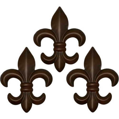 Top Brass 6" Metal Fleur De Lis Wall Decor Art (3 Pack) - New Orleans Style Home Decor - Image 1