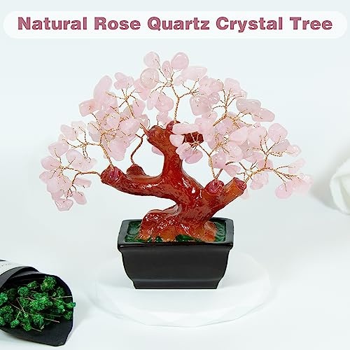 Parma77 Feng Shui Natural Rose Pink Quartz Crystal Money Tree Bonsai Style Decoration for Wealth and Luck - Image 3