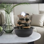 WICHEMI Indoor Fountains Tabletop Fountain Waterfall Fountain Indoor Water Feature Stacked Rocks Feng Shui Zen Meditation Relaxation Desktop Fountain with LED Light for Home and Office Decor(Style 5) - Image 7