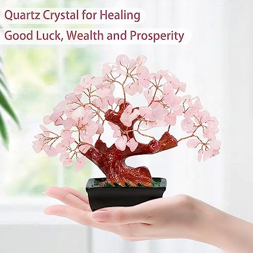 Parma77 Feng Shui Natural Rose Pink Quartz Crystal Money Tree Bonsai Style Decoration for Wealth and Luck - Image 4