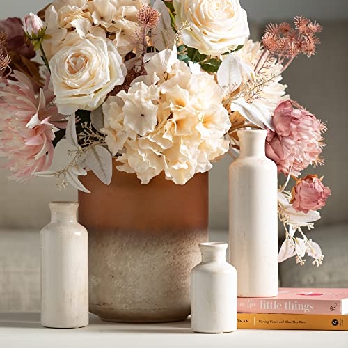 Sullivans White Ceramic Vase Set, Farmhouse Decor, Home Decorative Vase, Vases For Your Kitchen, Bedroom, Office, Living Room, Bathroom, & Shelf Centerpiece Table Decorations (CM2333) - Image 7