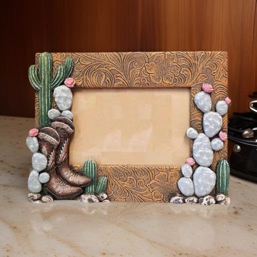 The Bridge Collection 4x6 Western Boots and Cactus Picture Frame - Western Home Decor Items - Picture Frame for Western, Cowgirl, or Country Decor - Image 2