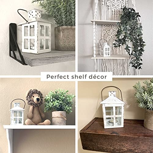 Kate Aspen Rustic Farmhouse White Candle Holder, Wedding, Centerpiece Table, Home, Shelf, 5 inch Decorative Lantern - Image 6