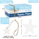 5 Pieces Beach Decor Wood Book Stacks and Starfish Sign Bead Garland, Decorative Books for Beach Room Decor Tiered Tray Decor, Beach Decorations for Home Coastal Bathroom - Image 8