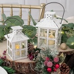Kate Aspen Rustic Farmhouse White Candle Holder, Wedding, Centerpiece Table, Home, Shelf, 5 inch Decorative Lantern - Image 8