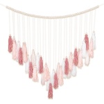 Luxbrand Large Macrame Wall Haning Boho Home Decor, Blush Pink Tassel Wall Decor Bohemian, Bedroom Living Room Girls Room Nursery Dorm Room Decoration Gift for Mom Gift for Woman