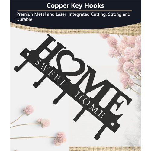 WIPHANY Key Holder Hooks Organizer Hanger Rack Wall Mounted with Screws and Anchors Home Sweet Home Wall Metal Decor for Entryway Front Door Kitchen Hallway Garage Mudroom Office 9.8inches/25cm - Image 4