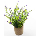 Svenee Artificial Mini Potted Plants Fake Plastic Milan Flower for Farmhouse Living Room Bathroom Office Desk Shelf Home Greenery Decoration (Purple)