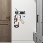 HappyHapi Key Holder for Wall Decorative, Entryway Key Hooks, Wall Mounted Key Rack with 5 Hooks, Metal Wire Mesh Basket Mail Holder, 9.8”Lx2.1”Wx4.1”H - Image 4